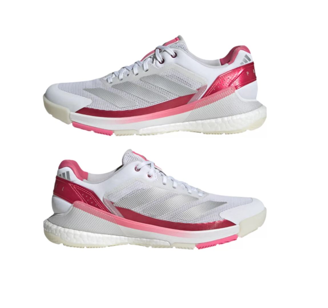 Adidas Crazyquick Boost Women Padelschoenen (Cloud White/Silver Metallic/Lucid Pink)