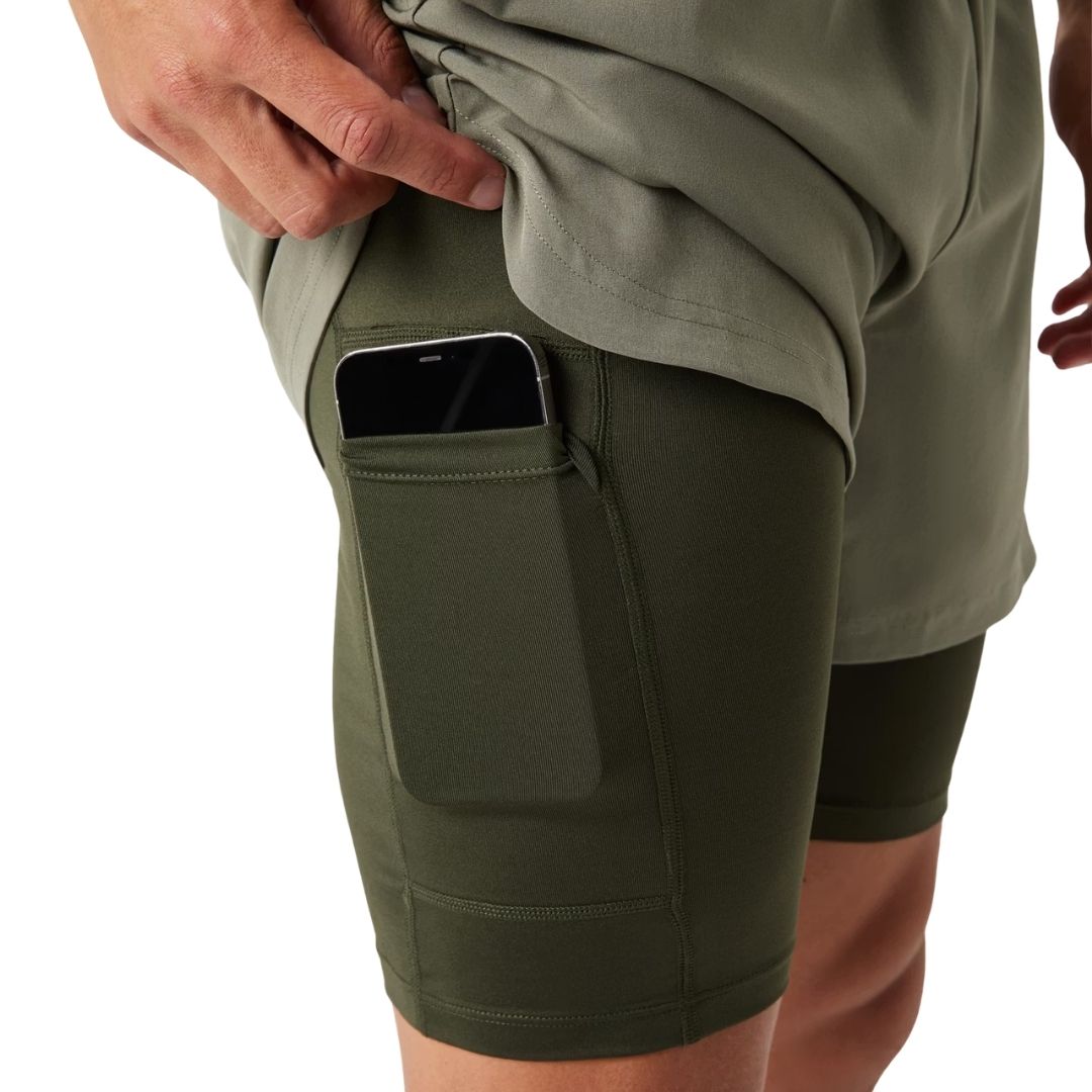 Björn Borg 2 in 1 Shorts Heren (Dusty Olive)