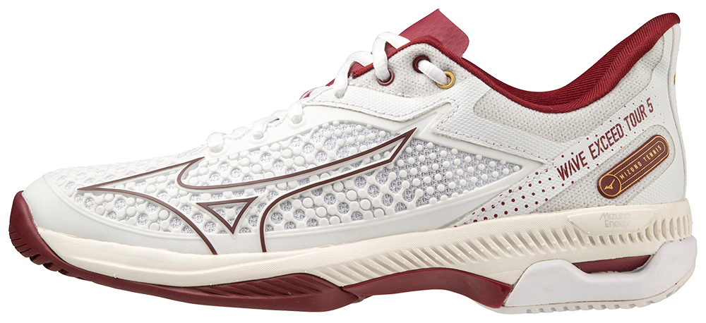 Mizuno Wave Exceed Tour 5 AC Dames Padel Schoenen (Wit/Cabernet/Papyrus)