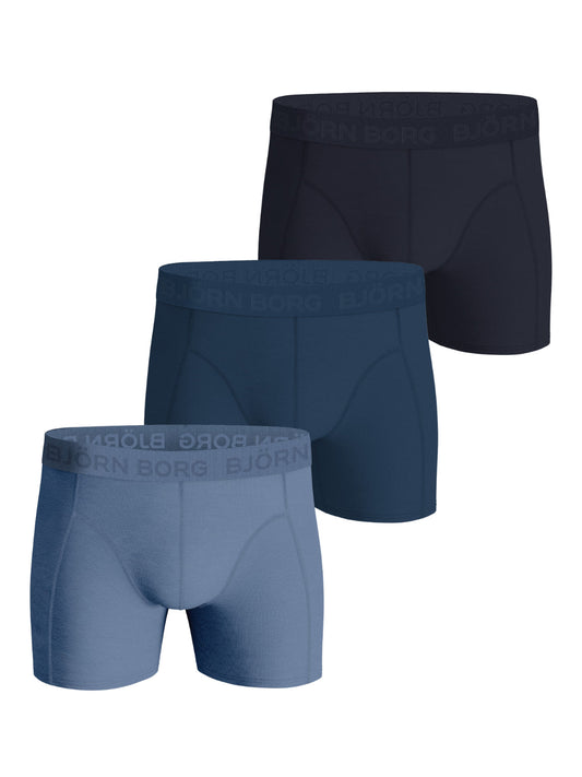 Björn Borg Cotton Stretch Boxershorts (3-pack, blauw/navy/zwart)