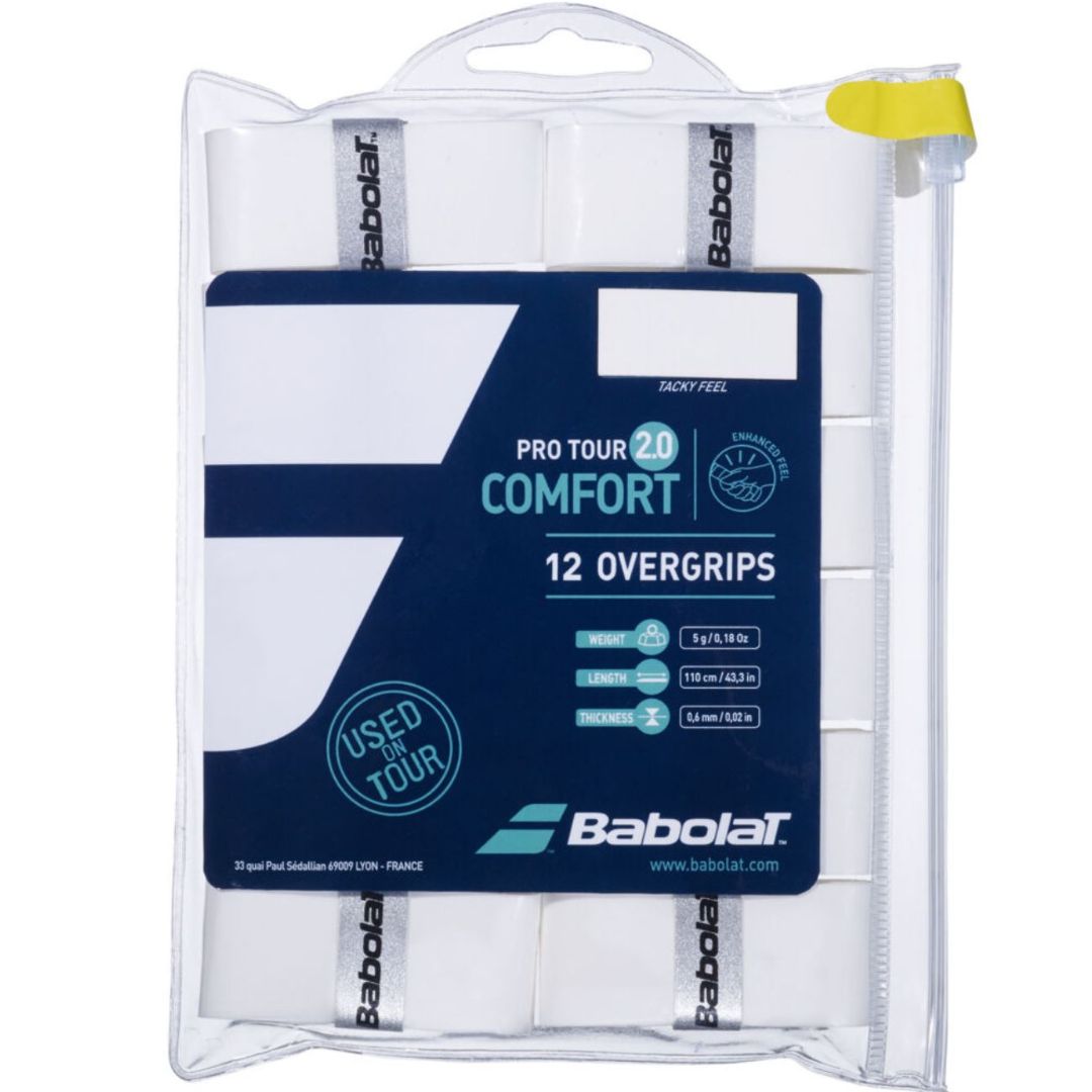 Babolat Pro Tour 2.0 Overgrips (12-pak, wit) padellife