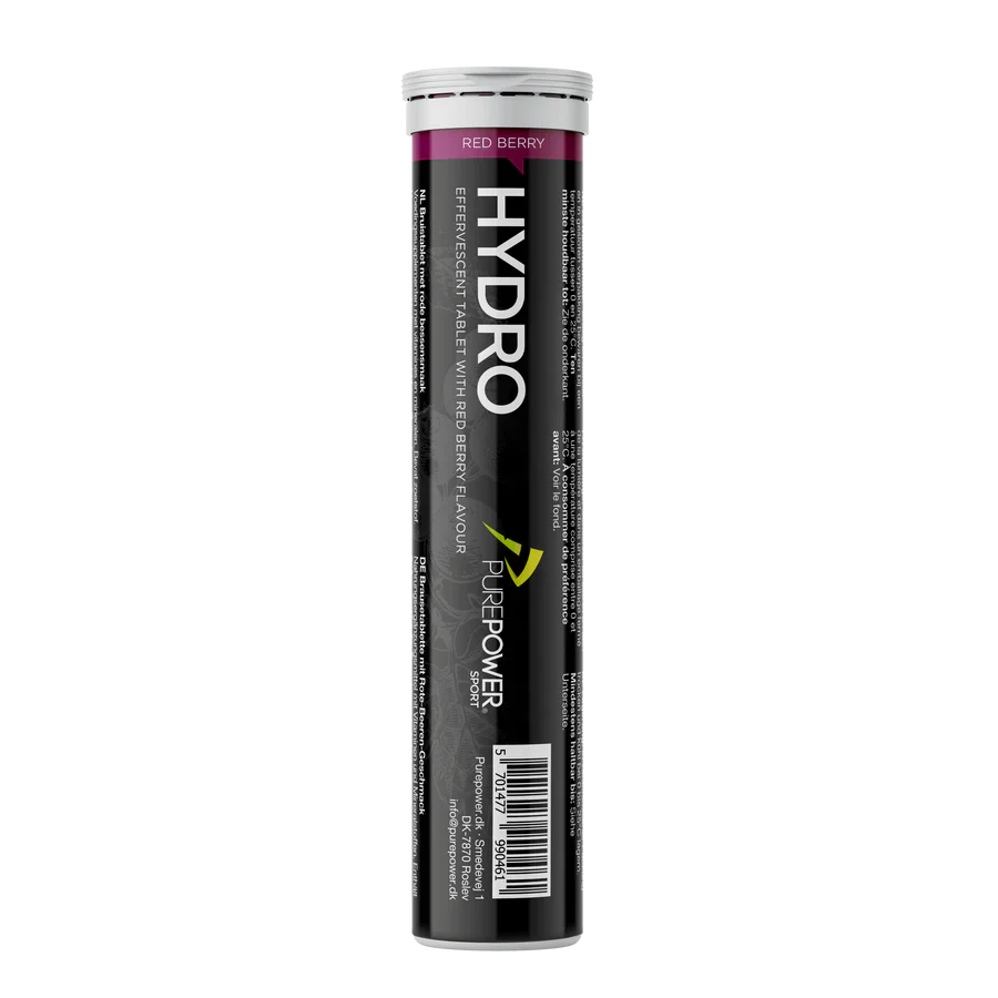PurePower HydroTabs Elektrolyten – Rode Bessen smaak (1 tube met 20 tabletten)