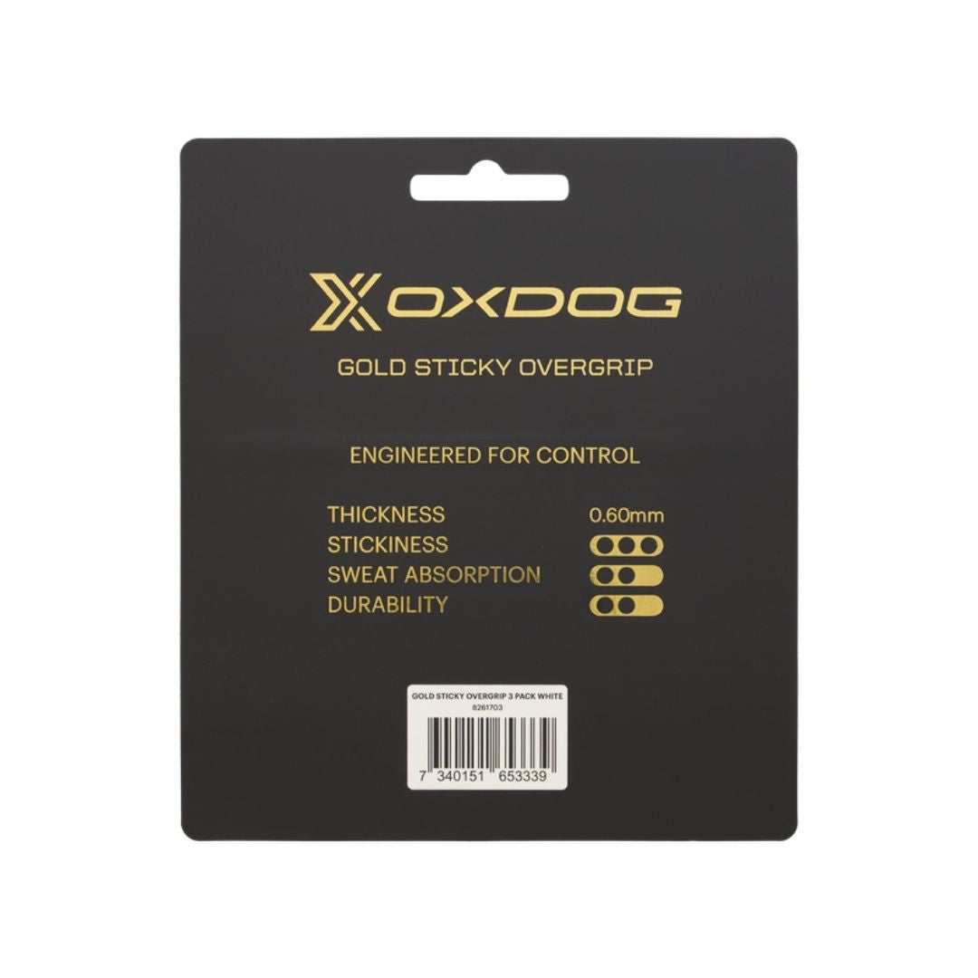Oxdog Gold Sticky Overgrips 3 pack White