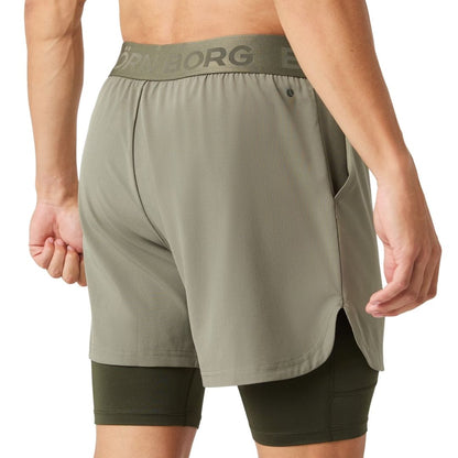 Björn Borg 2 in 1 Shorts Heren (Dusty Olive)