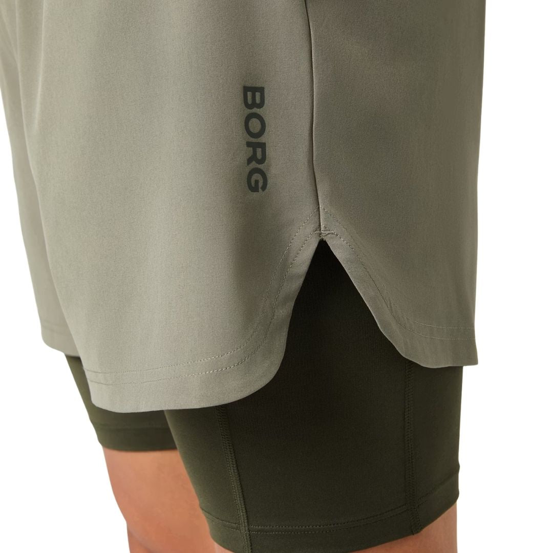 Björn Borg 2 in 1 Shorts Heren (Dusty Olive)