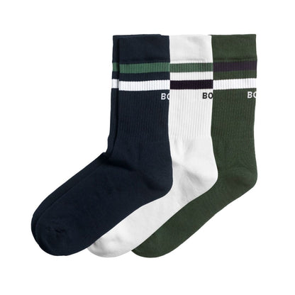 Björn Borg Classic Crew Sokken (3-pack, White/Green/Navy Blue)