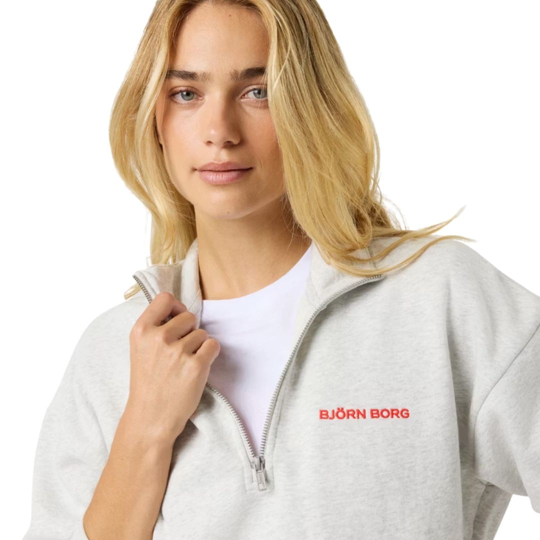 Björn Borg Halfzip Sweatshirt Women (Ultra Light Grey Melange)