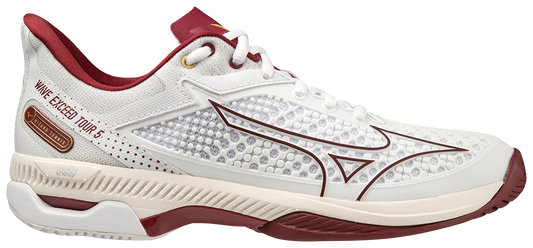 Mizuno Wave Exceed Tour 5 AC Dames Padel Schoenen (Wit/Cabernet/Papyrus)